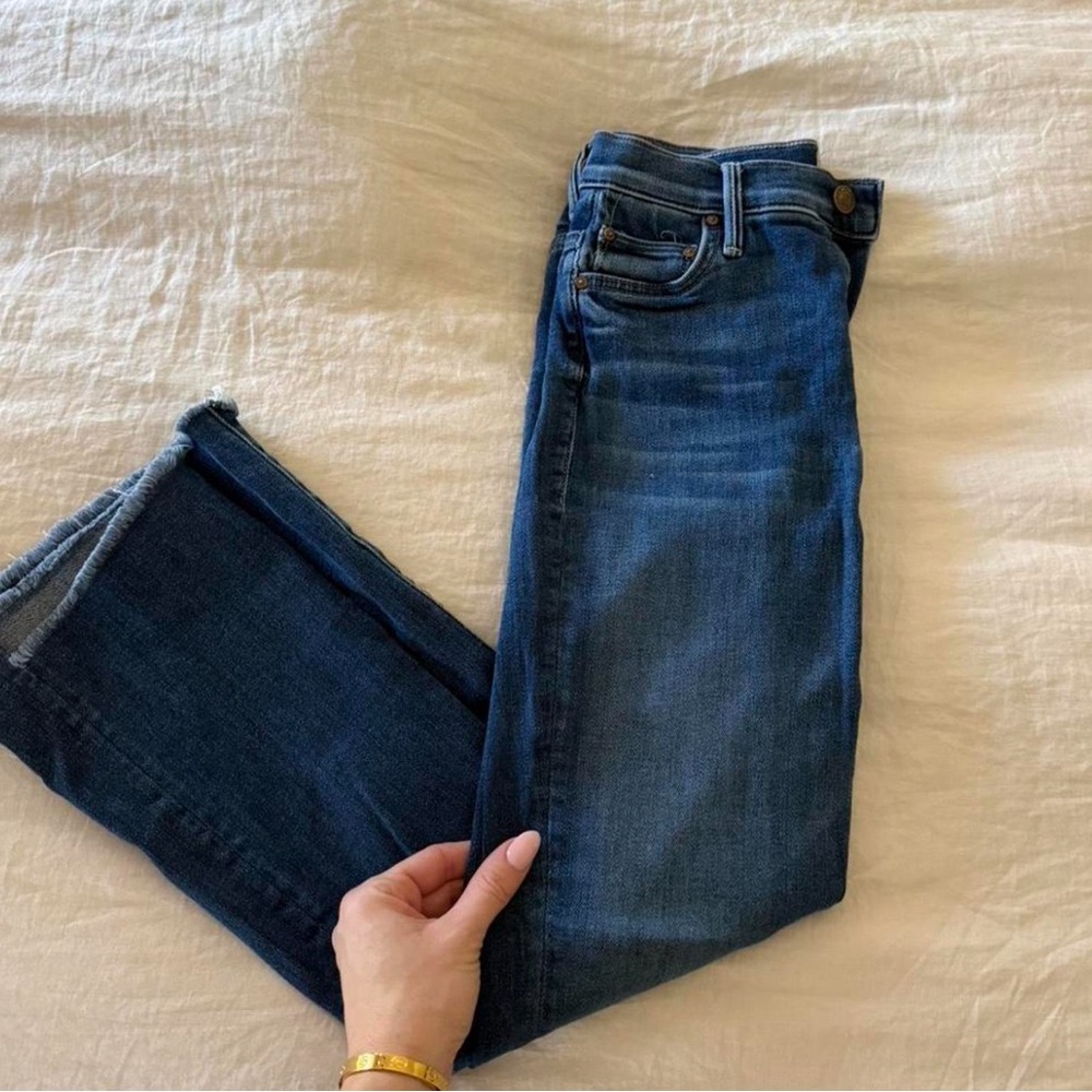 MOTHER Skinny Jeans in Deep Blue Denim